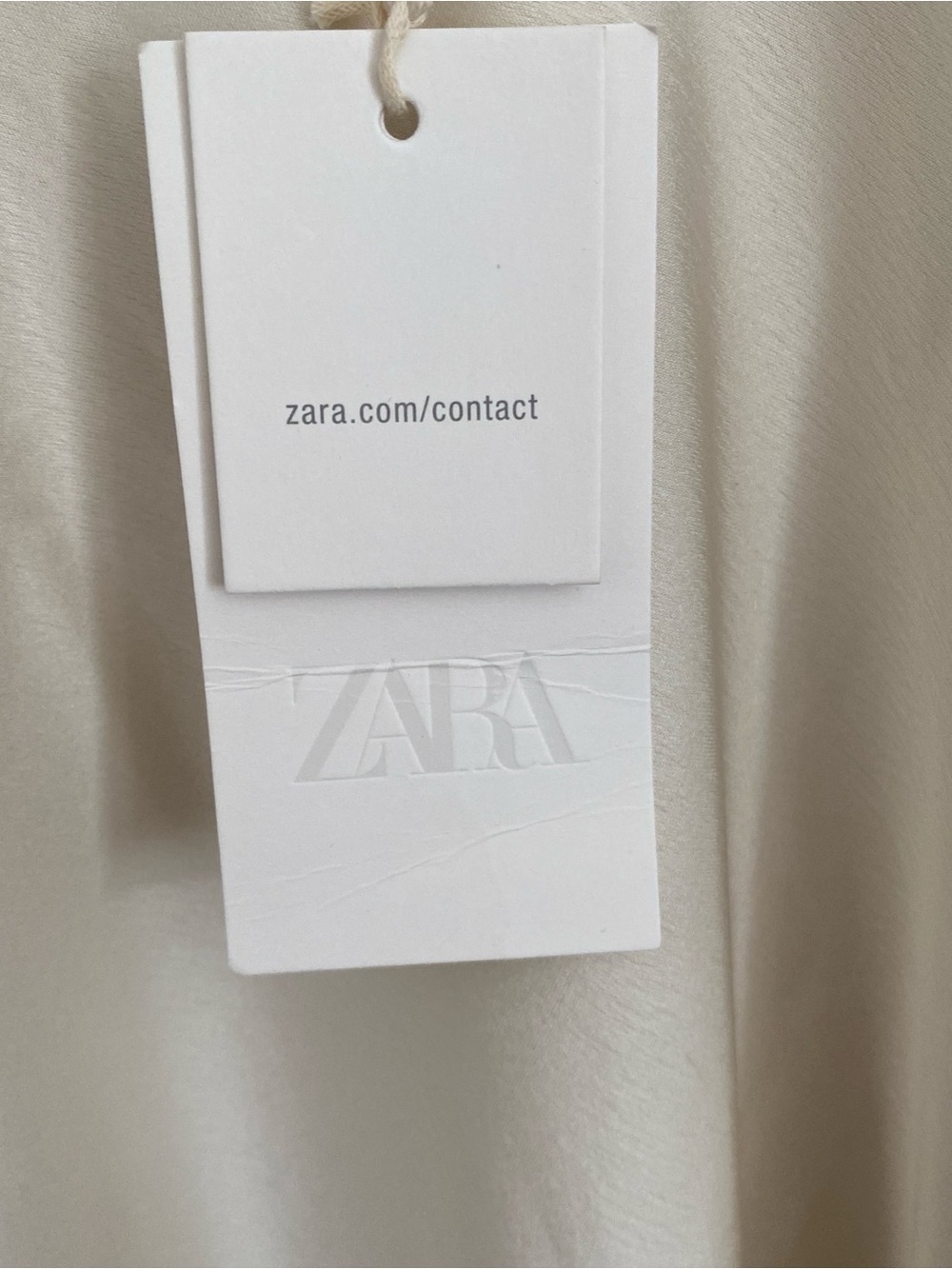 ZARA Slip Dress Women’s S Oyster White Satin Lace Asymmetric Side Slit VNeck NWT - Picture 11 of 12